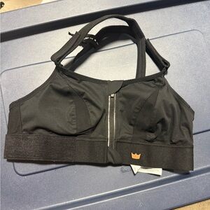 Shefit Ultimate Sports Bra – Black Zip Front Adjustable Support Size M NWT